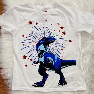 Kids T-Shirt with Blue Dinosaur Graphic - Unbranded